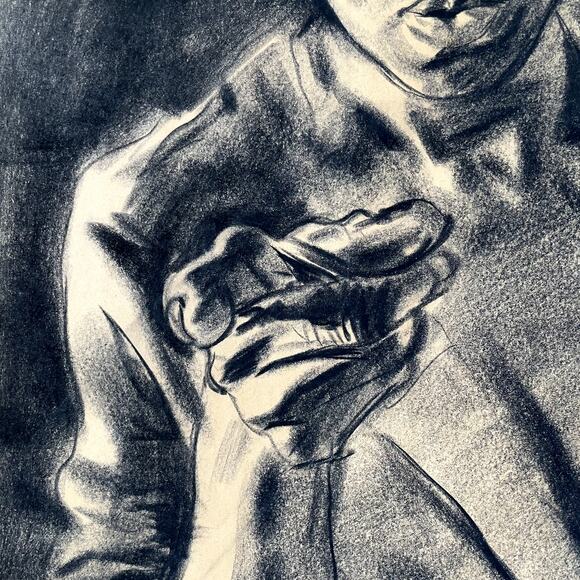 Vintage Original Nude Woman Charcoal Drawing 1969 - Picture 4 of 11